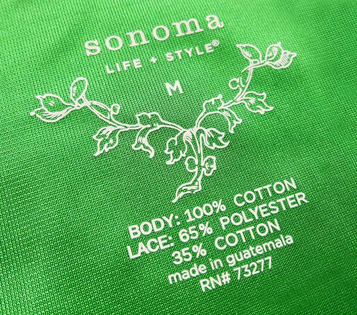 Etiqueta para ropa heat transfer resistente a múltiples lavados.